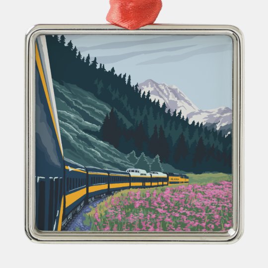 Alaska Railroad Scene - Wasilla, Alaska Metal Ornament