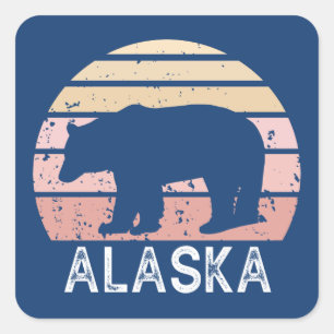 Alaska Retro Bear Square Sticker