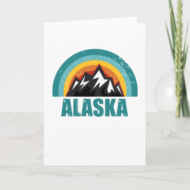 Alaska Retro Sunset Gifts American States Card (Front)