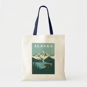 Alaska Retro Travel Grizzly Bear Tote Bag