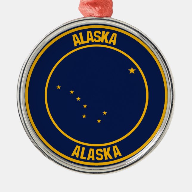 Alaska Round Emblem Metal Ornament (Front)