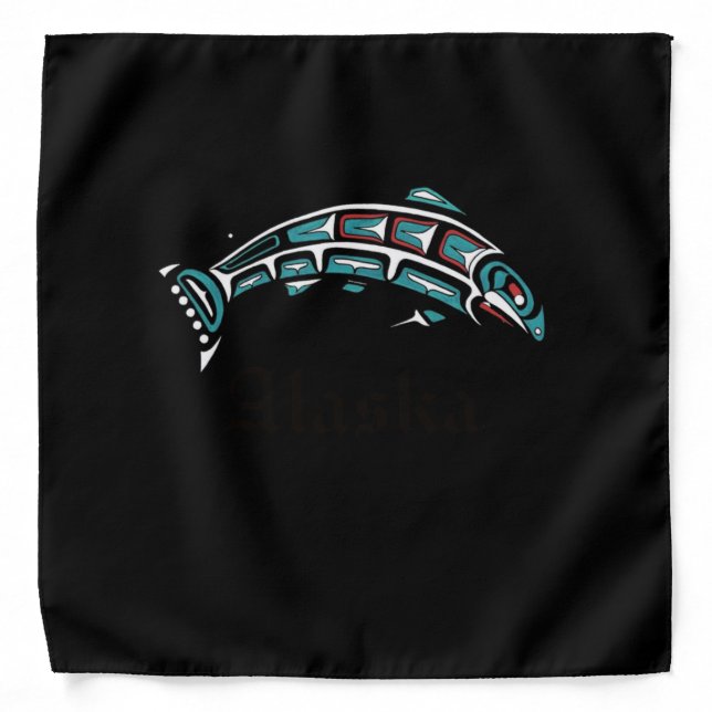 Alaska Salmon Fishing Native American Indigenous Bandana (Front)