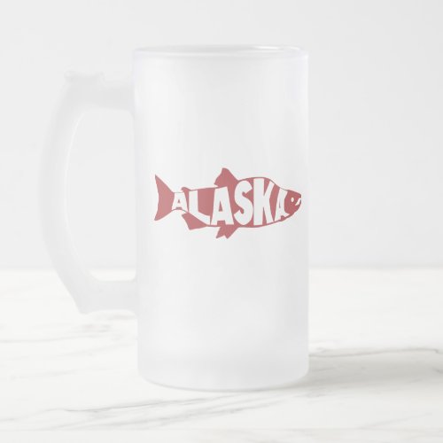 Alaska Salmon Frosted Glass Beer Mug