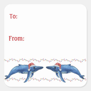 Alaska Sea Life Animal Holiday Square Sticker