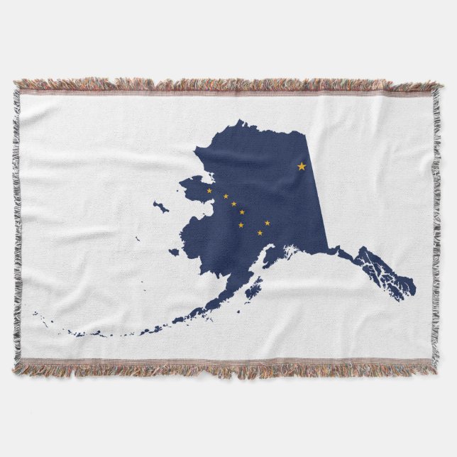 Alaska Shape in Flag Colors Throw Blanket (Front)