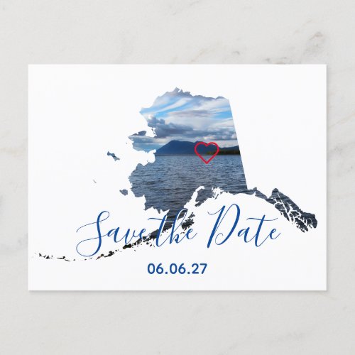 Alaska Shape Photo Heart Outline Save the Date Announcement Postcard
