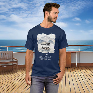 Alaska Ship Orca Watercolor Embarkation T-Shirt