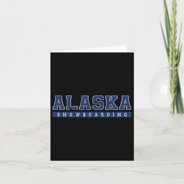 Alaska Snowboarding Blue Vintage Text  Card (Front)