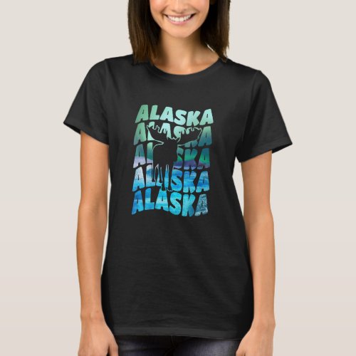 Alaska Souvenir Aurora Borealis Northern Lights Sn T_Shirt
