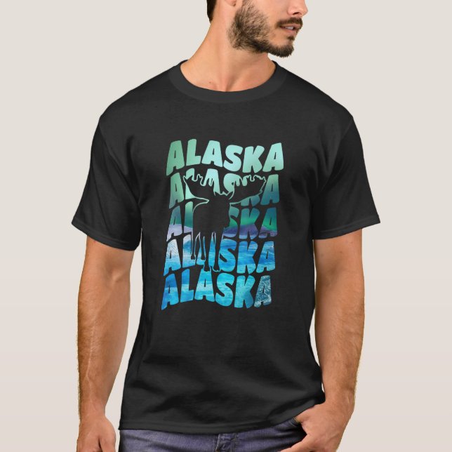 Alaska Souvenir Aurora Borealis Northern Lights Sn T-Shirt (Front)
