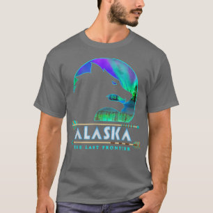Alaska State Alaskan Wolf with Aurora Borealis Sno T-Shirt