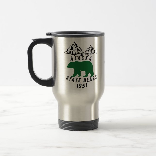 Alaska State Bears 1957 Retro Black Design Travel Mug (Left)