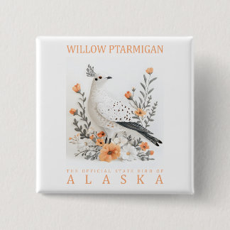 Alaska State Bird Art Print | Elegant Willow Ptarm Button