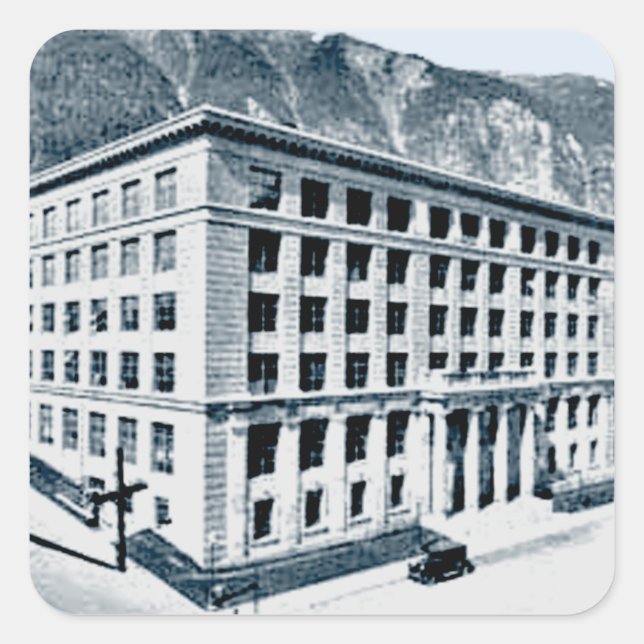 Alaska State Capitol in Juneau Date 1930 Vintage Square Sticker (Front)