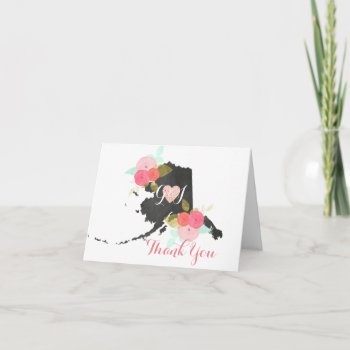 Alaska State Chic Floral Wedding Thank You Card by ClipartBrat at Zazzle