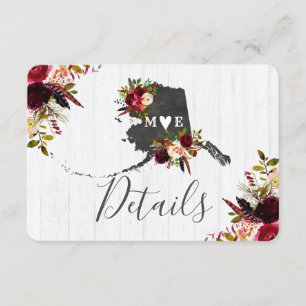 Alaska State Destination Rustic Wedding Details Invitation