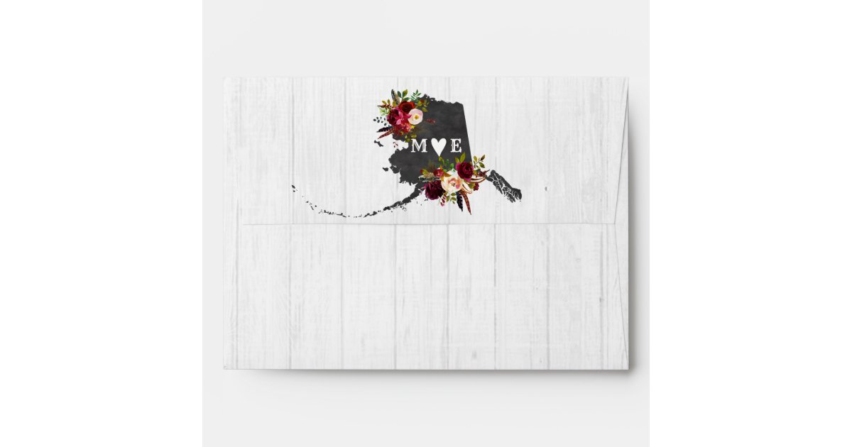 Alaska State Destination Rustic Wedding Monogram Envelope | Zazzle