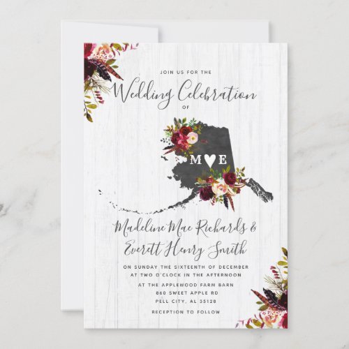 Alaska State Destination Wedding Invitation