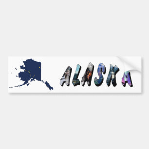 Alaska State Flag Blue Map & Yellow Stars Travel Bumper Sticker