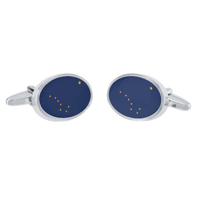 Alaska State Flag Design Cufflinks (Angled)