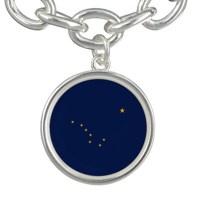 Alaska State Flag Design Decor Charm Bracelet (Design)