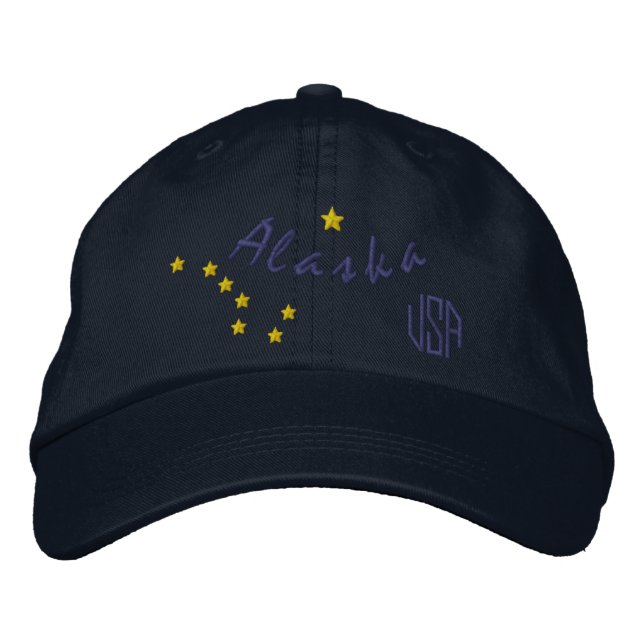Alaska State Flag Design Embroidery Embroidered Baseball Hat (Front)