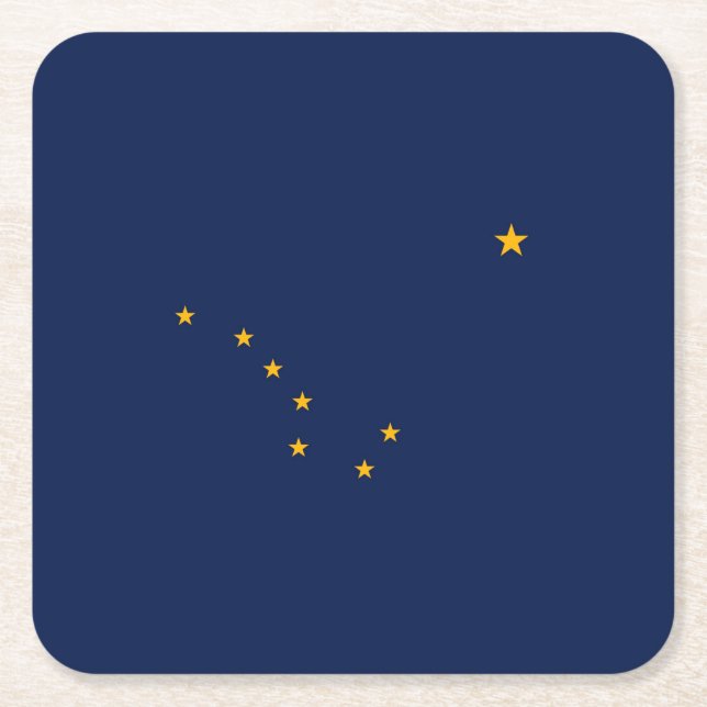 Alaska State Flag Design Square Paper Coaster (Front)