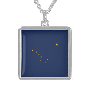 Alaska State Flag Design Sterling Silver Necklace