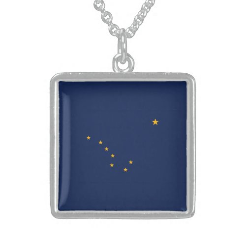 Alaska State Flag Design Sterling Silver Necklace