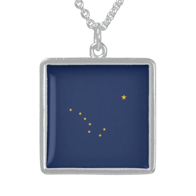 Alaska State Flag Design Sterling Silver Necklace (Front)