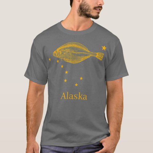 Alaska State Flag Halibut Fishing  T_Shirt