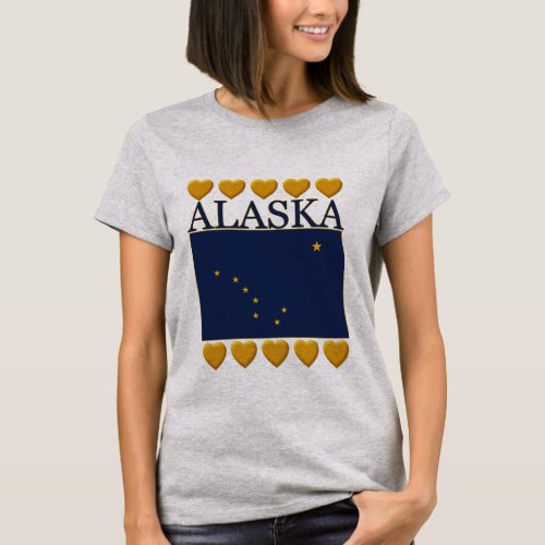 Alaska State Flag Hearts Ladies T_shirt