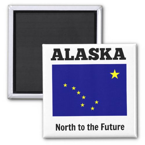 Alaska state flag labeled with state motto magnet