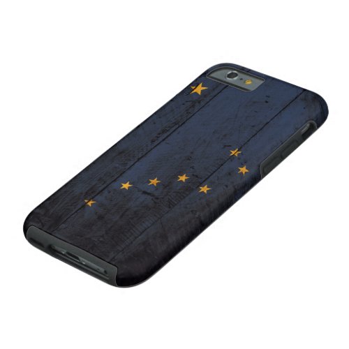 Alaska State Flag on Old Wood Grain Tough iPhone 6 Case