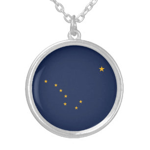 Alaska State Flag Silver Plated Necklace