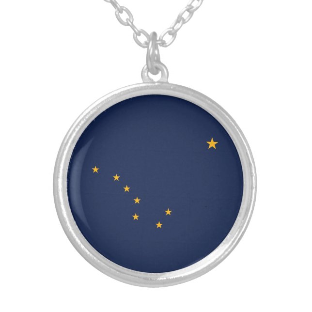Alaska State Flag Silver Plated Necklace (Front)