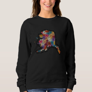 Alaska State Floral Map Alaska Hometown Alaska Tra Sweatshirt
