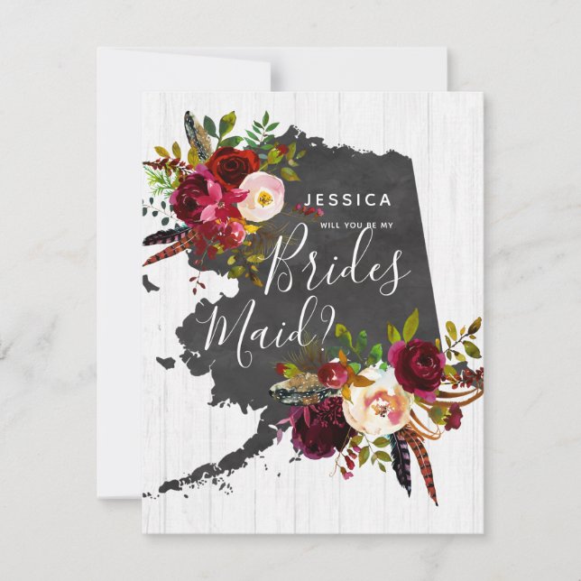 Alaska State Floral Will You Be My Bridesmaid Invitation (Front)