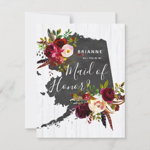 Alaska State Floral Will You Be My Maid of Honor Invitation
