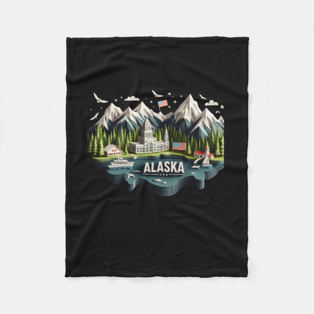 Alaska State In Usa Sticker  Fleece Blanket (Front)