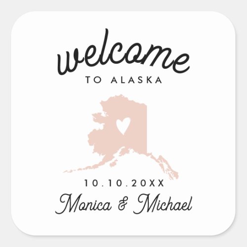 ALASKA State Map Destination Wedding _ ANY COLOR Square Sticker