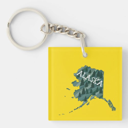 Alaska State Map Illustration Keychain