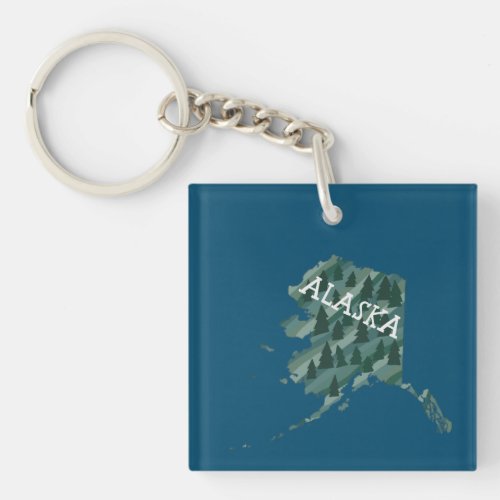 Alaska State Map Illustration Keychain