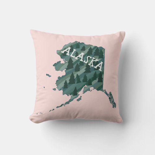 ALASKA State Map Illustration Throw Pillow