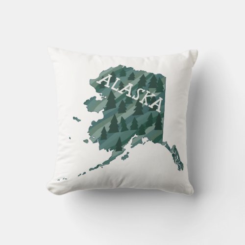 ALASKA State Map Illustration Throw Pillow