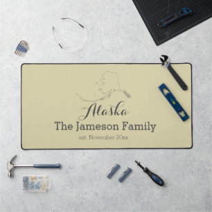 Alaska state map outline family personalized desk mat