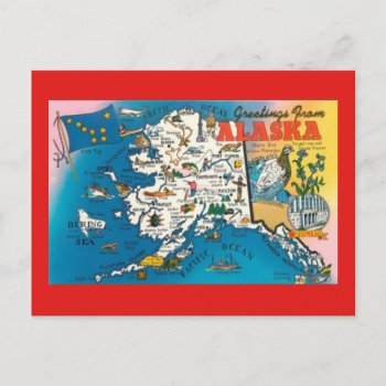 Alaska State Map Post Card by normagolden at Zazzle