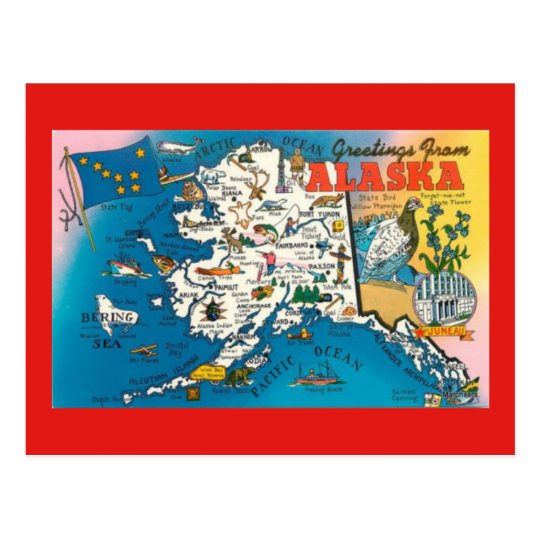 Alaska State Map Post Card | Zazzle.com