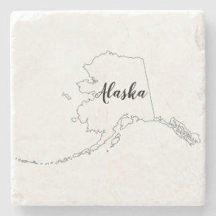 Alaska State Map Watercolor Two-Tone Coaster