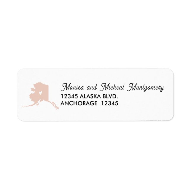 ALASKA State Map with Heart - ANY COLOR!   Label (Front)